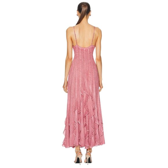 ROCOCO SAND for FWRD Gaia Long Dress in Nude Pink Medium New Womens Maxi - Picture 2 of 9